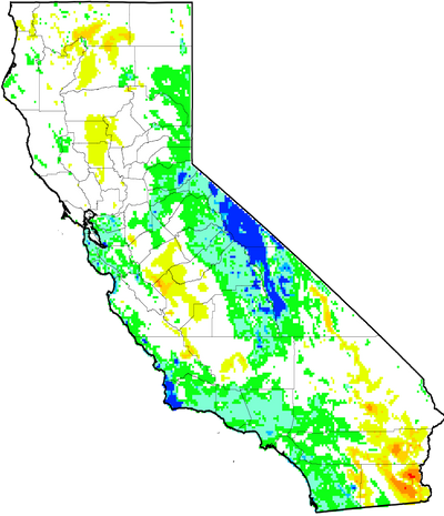 This map of California illustrates severe drought conditions across the state.